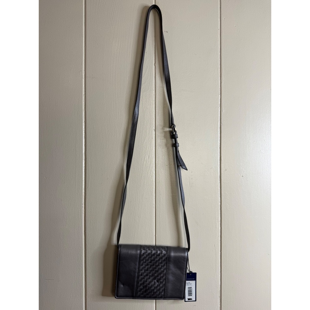 Cole Haan Crossbody Bag‎ Women's Leather Woven Storm Cloud Flap Shoulder Bag NWT